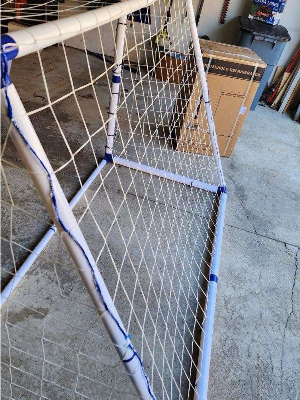 Portable White Soccer Goal with Blue Accents - Unbranded